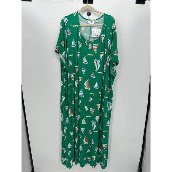 Quacker Factory Sail Away Short Sleeve Dress with Pockets Women 5XL Nautical - Picture 1 of 8